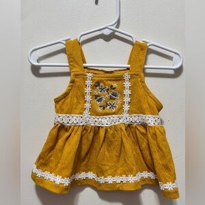 Daisy Fuentes Mustard Dress with White Embroidery